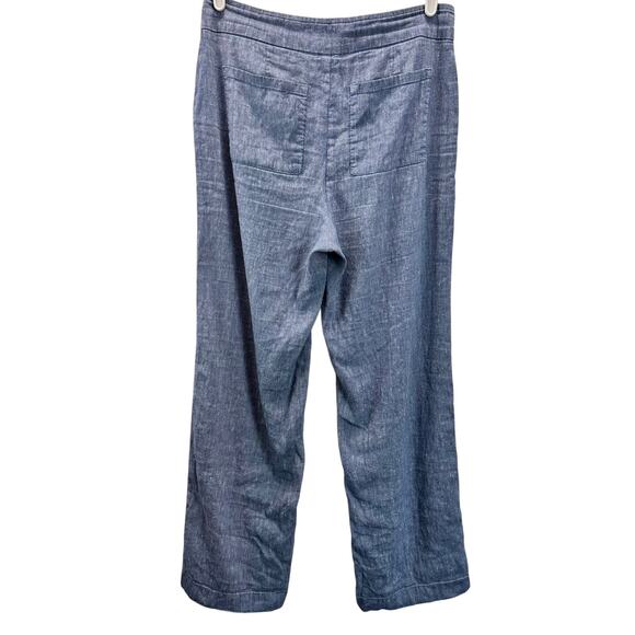 Chico's Stretch Linen Blend Wide Leg Pants Blue Pull On .5 6 - Picture 2 of 14
